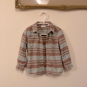 Mango • Soft Striped Boho Button Down Shirt Unisex Baby 18 - 24 Months